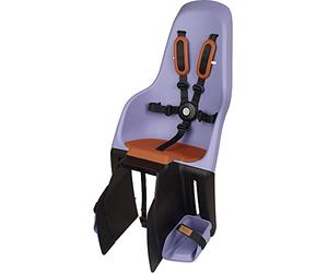 MINIA for Carrier 8405700002 - Rear bicycle child seat assembled on the luggage carrier, recommended age of 9 months to 6 years and maximum weight of 22kg in purple.