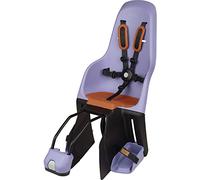 MINIA for Frame 8405600002 - Rear bicycle child seat assembled on the frame, recommended age of 9 months to 6 years and maximum weight of 22kg in purple.