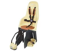MINIA for Frame 8405600003 - Rear bicycle child seat assembled on the frame, recommended age of 9 months to 6 years and maximum weight of 22kg in yellow.