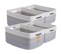 MiniArk Large Storage Baskets for Organizing, Closet Shelf Baskets for Clothes, Blankets, Towels, Baby Nursery, Toy Cube Box, Woven Rope Baskets, 17 x 13 x 7.5
