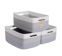 MiniArk Large Storage Baskets for Shelves, Closet Organizers and Storage Bins for Clothes Blanket Towels, Baby Nursery, Dog Toy Baskets, Woven Rope Baskets, 17 x 13 x 7.5”, 3 Packs Gradient Grey
