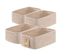 MiniArk Small Storage Baskets for Organizing | Closet Organizer Bins | Shelf Toy Basket | Woven Rope Baskets | Cube Decorative Box | Shallow Basket | 13x8.5x5.1” | 4 Packs Mixed Brown