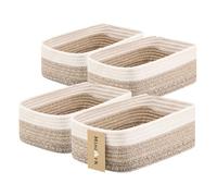 MiniArk Small Storage Baskets for Organizing | Closet Organizer Bins | Shelf Toy Basket | Woven Rope Baskets | Cube Decorative Box | Shallow Basket |11.5x7.5x4.7”| 4 Packs Gradient Brown
