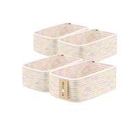 MiniArk Small Storage Baskets for Organizing | Closet Organizer Bins | Shelf Toy Basket | Woven Rope Baskets | Cube Decorative Box | Shallow Basket | 11.5x7.5x4.7” | 4 Packs Rainbow
