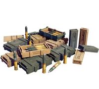 Miniart 1:35-7,5 cm Kw.K Stu.G Shells w/Ammo Boxes, Molded Color