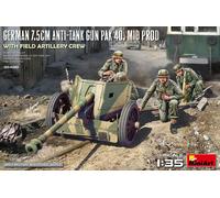 Miniart 1/35 German 7.5cm PaK 40 Mid w/ Artillery Crew # 35400