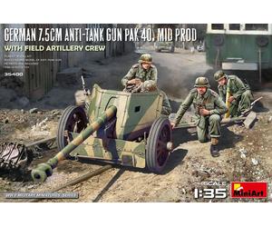 Miniart 1/35 German 7.5cm PaK 40 Mid w/ Artillery Crew # 35400