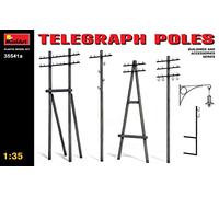 Miniart 1:35 Scale Telegraph Poles ***Updated Set*** Plastic Model Kit, 20" x 15", Red Front Side Speed View