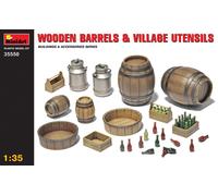 MiniArt 1:35 Scale Wooden Barrels & Village Utensils Plastic Model Kit,Multicolo