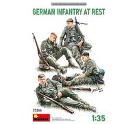 MiniArt 35266 1:35 Figures German Infantry Soldiers at Rest (4) - Faithful Replica Model Building, Plastic Kit, Crafts, Hobby, Gluing, Model Kit, Assembly, Unpainted