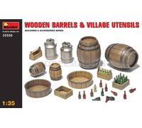 MiniArt 1:35 Scale Wooden Barrels & Village Utensils Plastic Model Kit,Multicolor,Small