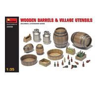 MiniArt 1:35 Scale Wooden Barrels & Village Utensils Plastic Model Kit,Multicolor,Small