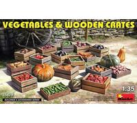 Miniart MIN35629 1:35-Vegtables & Wooden Crates, Gray