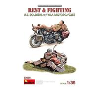 Miniart 53068 - 1:35 Figure Set US Soldier R&F With WLA Motorcycle (2) - New