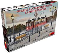 MiniArt Scale Model Kit 1:35 Street Accessories MIN35639 - Lamps & Clocks - Molded Color