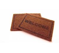Miniature 1/12th Scale Set Of 2 Doormats 1 x Welcome and 1 x Plain To Place In Front Of Your Fairy Door