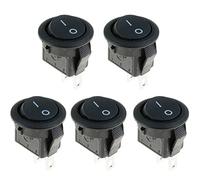 Miniature 15mm Round Black On-Off Rocker Switch SPST Auto Dash (Pack of 5)