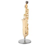 Miniature Alto Saxophone Replica, Brass Gold Plating Saxophone Model with Stand and Case, Collectible Decor for Bookcase Display, Christmas Birthday Idea