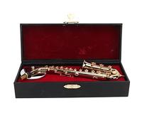 Miniature Alto Saxophone Replica, Mini Musical Instrument Model, Lifelike Metal Saxophone Ornament with Stand and Case for Dollhouse Decor, Music Room Display, 6.3 Inch
