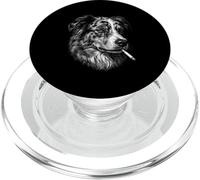Miniature American Shepherd Smoking Cigarette Dog Funny Meme PopSockets PopGrip for MagSafe