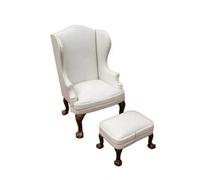 Miniature Armchair with, White | Upholstered Leather Seat, Miniature Chair with , Realistic, High-Back Armchair, for Dioramas, Hobbyists
