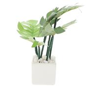 Miniature Artificial Plant Nordic Style Potted Faux Monstera for Dollhouse Versatile Mini Plants for Dollhouse Decoration and Storage Realistic Craftsmanship and Design