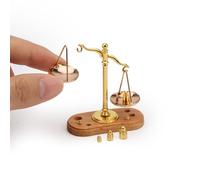 Miniature Balance Scale 1:12 Dollhouse Acessorise, Movable 6 PCS Tiny Weight & Metal Justice Scale, Vintage Model Mini House Desktop Decoration