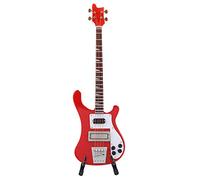 Miniature Bass Guitar Replica, Red Color, Includes Stand Wooden Gift Case Ideal Christmas and Birthday Kids or Musician Friends