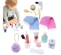 Miniature Bathroom Dressing Room Accessories - 1 12 Scale Realistic Doll House Vanity Set | Alloy Simulation Model Hair Dryer Comb Mirror Perfume Bottles | Tiny House Bedroom Props For Girls