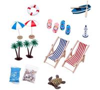 Miniature Beach Scene Kit,DIY Seaside Scene Doll House Decor | Miniature Parasol Palm Tree Chair Beach Accessories | for Home Apartment Desk Zen Garden Display Cabinet