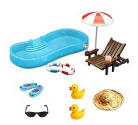 Miniature Beach Set, Doll House Pool Furniture, Tiny Beach Accessories, | Poolside Vacation Set, 12pieces, For Home Craft Room Studio Workshop Diorama School Project Party