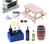 Miniature Beer Set - Wine Cellar Miniature Beer Bottle - House Bar Red Wine Basket Simulation Miniature Red Bottle Model Playhouse