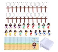 Miniature Biblical Figurine Set With Wooden Crosses Prayer Cards 20 Set Teaching Aid For Kids' Religious Craft Colorful Bible Character Collectibles