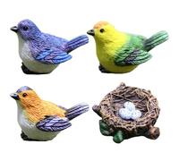 miniature birds Resin Birds Cute Bird Figurines 4PCS/Sets Mini Bird Decorative Fairy Garden Miniatures, Resin Crafts DIY Succulent Plant Bonsai Figurines, S