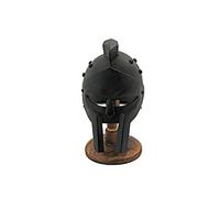Miniature Black Finished Replica Studded Gladiator Helmet with Display Stand