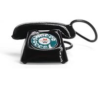 Miniature Black Telephone, 1/12 Scale, Dollhouse Accessory, Vintage Office Desk Decoration