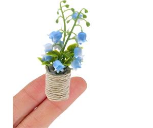 Miniature Blue Hyacinth Potted Plants - 1:12 Scale Artificial Flower Basket Bonsai for Dollhouse Decoration, Fairy Garden, Micro Landscape, DIY Home Décor, Car Interior Display & Tabletop Ornament