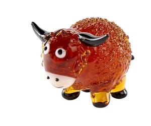 Miniature Bobby Glass Scottish Highland Cow Ornament