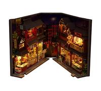 Miniature Book Corner Kit, Book Corner Kits for Adults | LED Light, Chinese Style Creative 3D Bookends | Decorative Bookend Bookends Bookshelf Insert Driveway Table Decoration for Birthday No