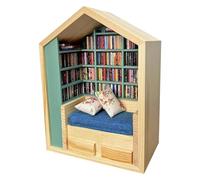 Miniature Book Corner Kit, Wooden House Kit | Booknook Miniature Kit - Small Handmade House, Small World Inside Wood, Wooden Decoration, Small Bookstore for Couc Room