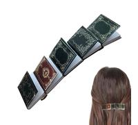 Miniature Book Hair Clip Barrette - Handmade Vintage Tiny Book Snap Clips | French Fixed Hair Barrette, Hair Clips For Thick Hair, Book Lover Accessory, Book Themed Hair Clip