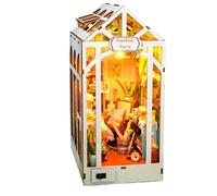 Miniature Book House Kit,Wooden Miniature House Kit Bookshelf Insert | Decorative Puzzle for Sturdy Room Drawer Shelf Living Room Table Classroom Library Office Christmas Halloween School