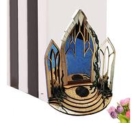 Miniature Book Kit, 3D Time Tunnel Shape Decorative Bookends, USB Powered LED Light Miniature Book Nook Assemble Kit, Wooden Book Kit Craft Making Supply for Home Living Room Bookshelf Decor