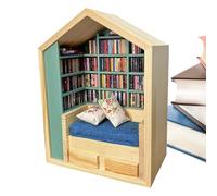 Miniature Book Nook Kit - DIYs 3D Wooden Puzzle, Handmade Tiny House Library | LED Light Booknook, Bookshelf Insert Decor, Craft Model for Adults & Teens, Bookstore Diorama, Home Decoration
