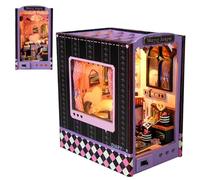 Miniature Book Nook Kit Miniature House Kit - Miniature House, Wooden Book Corner Toy - Wooden Art Bookends with Step by Step Instructions for Couc Room