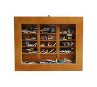 Miniature Bookcase Set, Anti-anxiety Bookcases With200 Mini Books, Wooden Small Stress Relief Bookshelf For Home Decor Present(A)
