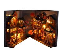 Miniature Bookshelf Diorama - Fantasy Street Build, Cozy Reading Nook, Artistic Model | Realistic Light-Up Urban Detail Craft, Interactive Vintage Architecture Puzzle Desk Display Present Adults