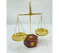 Miniature Brass Tarazu/Vintage Weight Machine, Balance Justice Law Scale, Apothecary Scale with Weight Capacity of 50gm, 20,10,10, 5, 2,2,1 (Brass Finish and Brown)