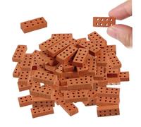 Miniature Bricks, Mini Bricks 50PCS Reusable Miniature Brick Realistic DIY Dollhouse Tiny Brick Model with 8 Holes for Mini Garden Landscape Accessory 0.79x0.39x0.20 inch