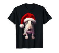 Miniature Bull Terrier With Santa Hat Christmas Dog Owner T-Shirt